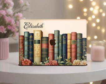 Custom Bibliothek MacBook Air 13.6 Zoll Hülle M4 M3 M5 M1 Bücherregal Mac Neo Pro 16 15.3 14 Zoll Wunderschönes Hardcover 2025 A2485 A1990 Bücherwurm Geschenk