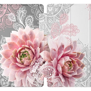 Pink succulents for Tablet s7 case stand Boho S9 Ultra A8 case Samsung tab s2 case Galaxy tab A7 2022 10.1 s6 lite white lace S5e 10.5 fancy image 6