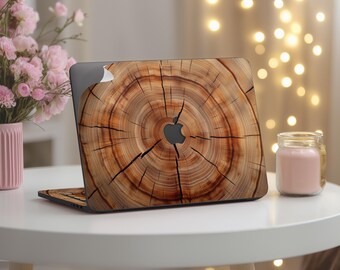 Baum Ringe Druck Vinyl Aufkleber Set MacBook Neo 13 Pro 16 14 Zoll Skin M5 M4 M3 M2 M1 Air 13.6 15 Zoll Holzmaserung Aufkleber Rustikal Cover 2026 A3403