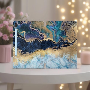 Blue marble fits Galaxy Tab A 8 case luxury gemstone 11 inch tablet case s8 s7 fe chic Samsung tab a7 new s9 ultra S5e 10.5 smart s6 lite 10