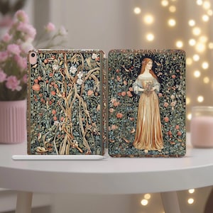 Custodia per tablet preraffaellita per iPad Pro 11 12.9 13 Air 5 4 3 Mini 7 6 10.2 8 9 10 gen Vintage Art Floral Smart Cover Ritratto di donna Medievale