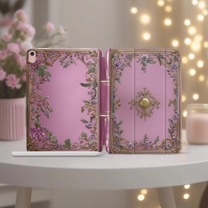 Barock blommigt iPad-skal Pro 11 12.9 13 Air 5 4 3 2 Mini 7 6 A16 10.2 10.9 tum 8 9 10 generationens rosa vintage smartfodral sagolikt för flickor