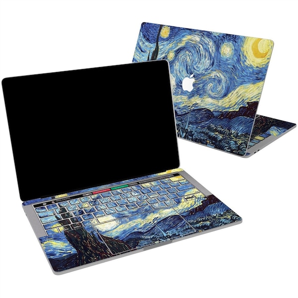 Van Gogh artwork MacBook Pro 14 2021 Starry night MacBook Pro 15 2018 MacBook 16 inch skin Retina 13 2020 sticker M1 Max Air 11 decal Blue "