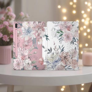 Drawing flowers fits Galaxy Tab S4 10.5 pastel painting S6 Lite Tablet Cover Case S7 plus Samsung Tab A 8.0 S9 ultra S3 9.7 S8 S5e stand 11&quot;