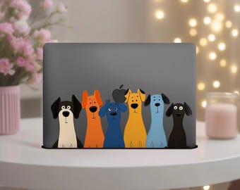 Funda para MacBook Pro de 14 pulgadas (16 M2 max, M4, M3, M1) con diseño de familia canina. Adorable funda rígida transparente para MacBook Air de 15 y 13 pulgadas (modelos 2023, 2021, A3240, A2442). Ideal para dueños de mascotas.