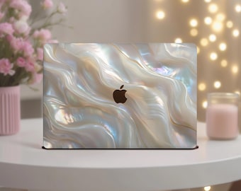 Pearl Shell MacBook Air 13 inch Case M4 M5 M3 M2 M1 Luxurious Neo A18 Pro 16 15 14" Elegant Hard Cover 2025 2022 A3240 A2338 Seashell Print
