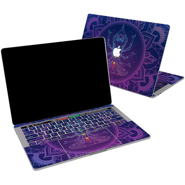 Bright Purple Vinyl MacBook Skin Air 13 Zoll Boho Mandala Chakra Meditation 2021 Mac Pro 15 Retina Kombination Sets Aufkleber A2485 16 14