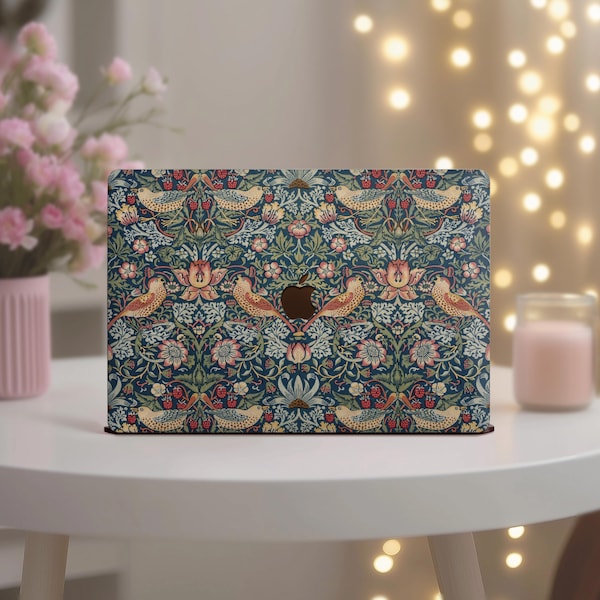 ウィリアム・モリス MacBook Pro 14インチケース M4 M3 M2 M1 ヴィンテージ Mac Book 16 Air 15 13インチ バード ハードカバー 2025 2019 A3403 A1989 ビクトリアンパターン