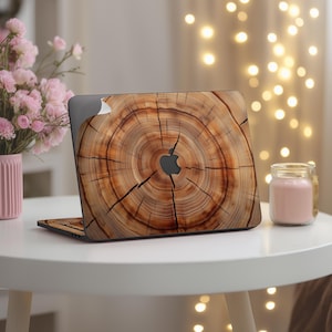 Tree Rings Print Vinyl Sticker set MacBook Pro 16 inch skin 14 &quot; M4 M3 M2 M1 Wood Grain Mac Book Air 13 15&#39; in decal Rustic cover 2024 A3403
