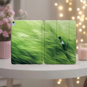 Green Field case for iPad Pro 11 12.9 13 Air 5 4 3 2 Mini 7 6 10.2 inch A16 8 9 10 gen Minimal Smart Cover Asian Landscape Zen Grassland Eco