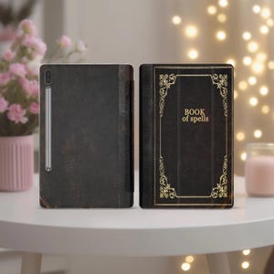 Book of spells for Galaxy Tab S6 lite vintage tablet case samsung A7 stand S7 11 inch tablet cover S9 ultra s5e black S8 A8 s2 smart top 12&quot;