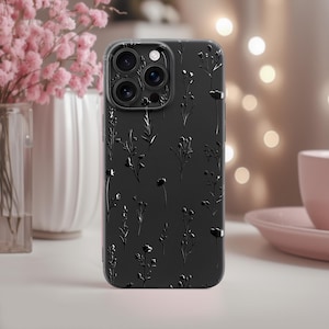 Charmante bloemen zwarte matte hoes voor Google Pixel 10 9 Pro XL 8 7 6 6a 5a 4a 5G rubberen hoes delicate wilde bloemen weide print trendy meisje