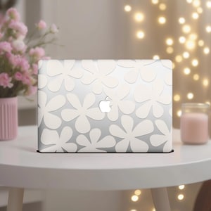 Bold Flower Case for MacBook Air 13 15 M3 M2 M1 Beige Neutral Mac Book Pro M4 14 16 inch Clear Cover 2025 2023 2019 A2337 A2681 A2991 Modern