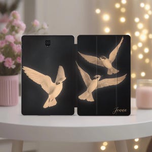 Birds case for Samsung Galaxy S10 Ultra s9 Custom Name Tablet Folio A8 Dark Art cover 14.6 inch A7 A 10.1 with stand s6 lite s8 plus S7 FE &quot;
