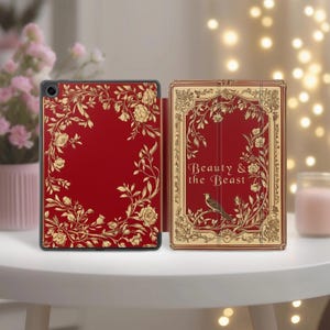 Red Antique Book case for Samsung Galaxy S10 S11 Ultra s9 FE Luxury A8 tablet cover 12 inch A11 A7 10.9" s3 s6 lite s8 plus Literary themed