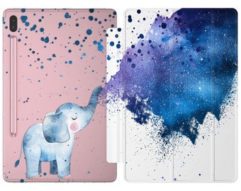 Elephant artist fits Samsung tab A 10.5 Blue watercolor s9 ultra s7 stand S5e tablet cover S6 2021 A7 lite cute galaxy tab 4 fe s8 plus A8 "