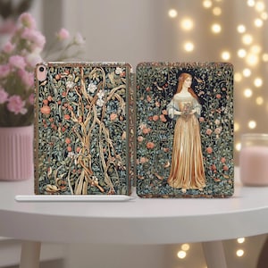 Pre-Raphaelite Tablet case for iPad Pro 11 12.9 13 Air 5 4 3 Mini 7 6 10.2 8 9 10th gen Vintage Art Floral Smart Cover Woman Medieval Design