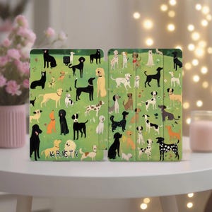 Etui Green Cartoon Dogs do Samsung Tab Funny Galaxy Tablet Cover S6 Lite S7 FE S8 S9 Plus S10 Ultra A7 A8 A 10,5 10,1 cala Cute Puppy Pets