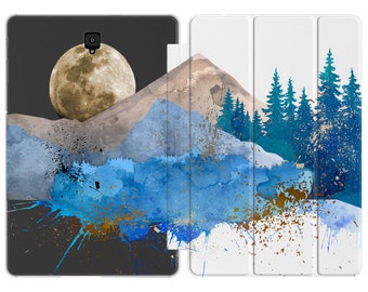 Mountain watercolor for Galaxy Tab S6 5G dreamy landscape S5 A8 10.5 Galaxy Tab S7 11 samsung tablet 10.1 Moon tab a 8.0 s9 A7 cover s8 12.4