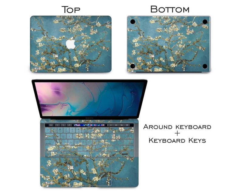 Almond blossom Full coverage Mac Van Gogh Mac Pro 15 skin 2020 MacBook Pro 13 MacBook 16 sticker MacBook Air 11 inch Mac Book Retina decal image 3