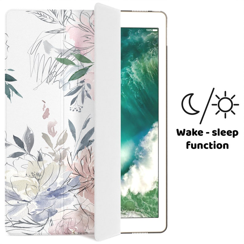 Flower iPad case iPad 10.2 case Painting iPad case iPad 12.9 2021 2020 floral iPad pro 11 iPad air 2022 clear iPad 2017 9.7 case 10.5 5 4 3 image 3