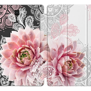 Pink succulents for Tablet s7 case stand Boho S9 Ultra A8 case Samsung tab s2 case Galaxy tab A7 2022 10.1 s6 lite white lace S5e 10.5 fancy image 1
