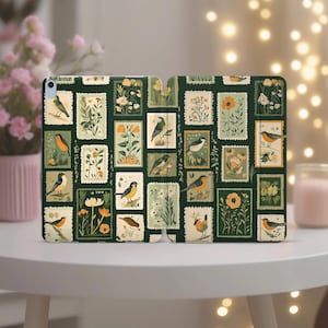 Vintage Bird Garden Tablet Tasche für iPad Pro 11 12.9 13 Air 5 4 3 2 Mini 7 6 10.2 A16 8 9 10 gen Cottagecore Smart Cover Nature Print Scandi