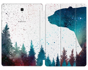 Bear silhouette fits Galaxy Tab S6 case space forest samsung s7 stand galaxy Tab A 7 night 8.7 12.4 s4 A8 tablet cover s5e S8 Ultra s9 stars