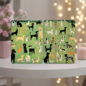 Dog Lovers iPad Case Pro 11 12.9 13 Air 5 4 3 2 Mini 7 6 A16 10.2 10.9 inch 8 9th 10 gen Green Funny Smart Cover Cute Puppy Breeds for Kids
