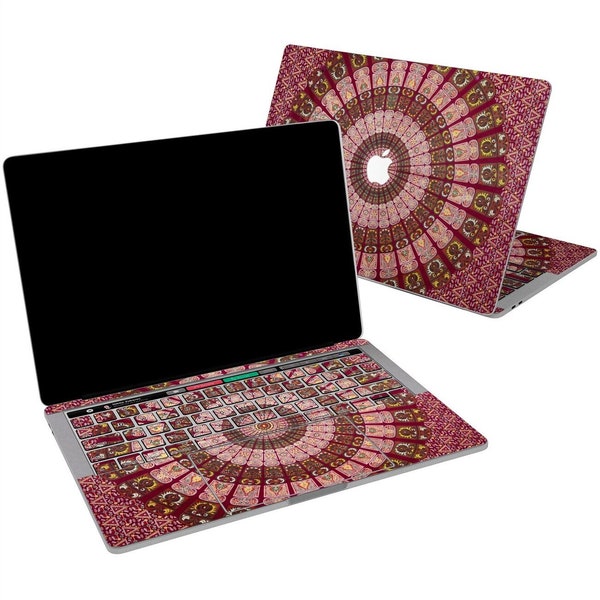 Macbook Set Eastern Boho Bright Red Mandala Beautiful Pattern laptop 15 in macbook air 11 13 computer stickers vinyl decal A1534 Retina Pro