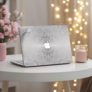 MacBook Set Simple Silver Mandala Bohemian Texture Basic MacBook pro 15 14 inch vinyl a1502 decal mac Air 13 M1 Max 16 skin keyboard sticker