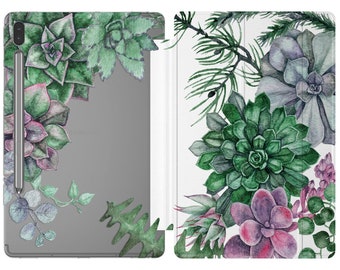 Painting succulents fits samsung tab s9 case plants tablet case galaxy a 8.0 A7 floral 10 inch s5e cover stand Galaxy Tab S6 10.5 s8 plus 11