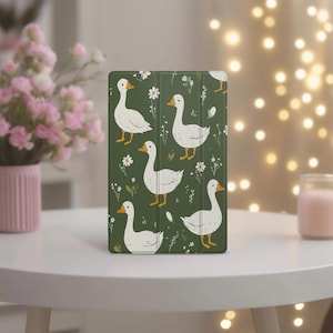 Funda de gansos de dibujos animados para Samsung Galaxy S10 Ultra s9, divertida y linda funda para tableta A8 de 10 pulgadas, A7, A 10.5, A9 con soporte, S6 Lite, S8 Plus FE, patrón verde