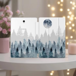 Nature tablet case for Galaxy Tab A 10.1 Blue forest samsung cover s5e S9 ultra A8 Moon samsung s7 plus 11 inch A7 case stand Foggy trees S8