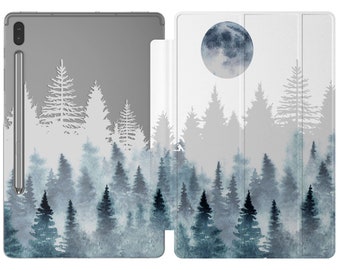 Nature tablet case for Galaxy Tab A 10.1 Blue forest samsung cover s5e S9 ultra A8 Moon samsung s7 plus 11 inch A7 case stand Foggy trees S8