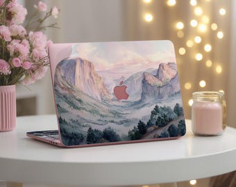Pastel Mountain View Vinyl sticker set MacBook Air 13.6 15 inch skin M4 M3 M2 M1 Mac Book Pro 14 16 in Misty Peaks decal Full body A2991 new