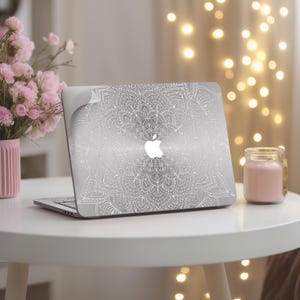 MacBook Set vinyl decal Simple Silver Mandala Bohemian Mac Book pro 15 14 inch M4 M3 M1 Air 13 M2 Max 16 quality skin keyboard sticker A3240