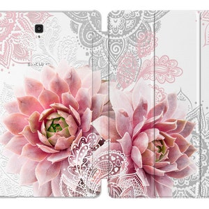 Pink succulents for Tablet s7 case stand Boho S9 Ultra A8 case Samsung tab s2 case Galaxy tab A7 2022 10.1 s6 lite white lace S5e 10.5 fancy image 4