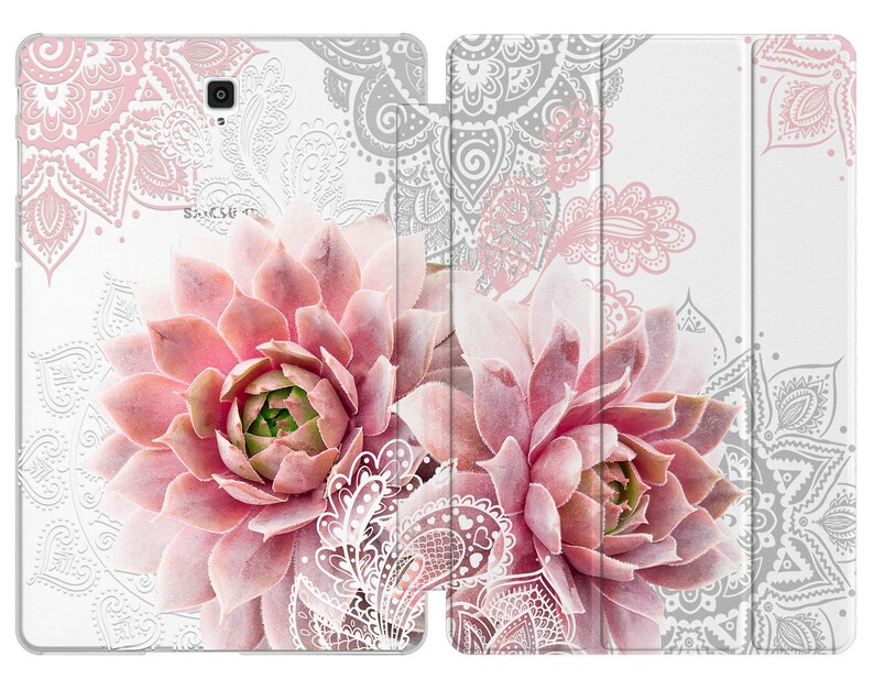 Pink succulents for Tablet s7 case stand Boho S9 Ultra A8 case Samsung tab s2 case Galaxy tab A7 2022 10.1 s6 lite white lace S5e 10.5 fancy image 4