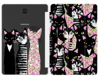 Fashion cats case for Samsung s9 stand flower art s8 ultra s7 case s6 lite crown tablet cover 11 inch Galaxy Tab A7 2023 10.1 glamorous A8 "