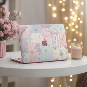 Coquette Patchwork Full coverage MacBook Air 13 15" skin M5 M4 M3 M2 M1 Mac Book Pro 14.2 16 inch sticker Aesthetic Pattern Decal 2025 A3240