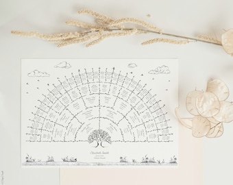 Custom Family Tree Chart for 6 Generations, Personalized Family Tree Print, Genealogy Gifts, Genealogy Research, Ancestor Chart
