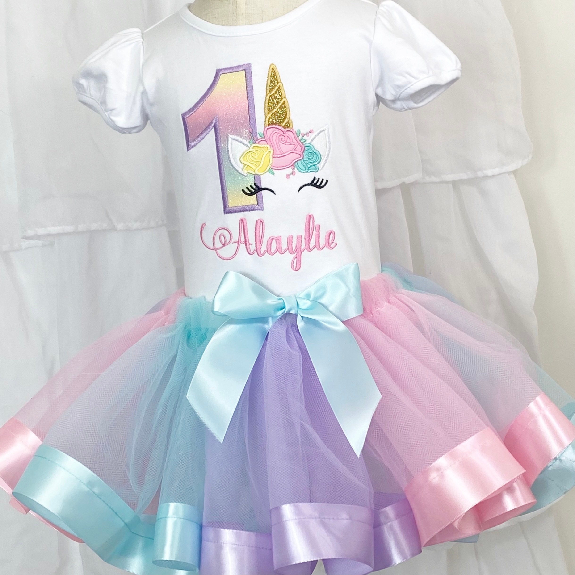 Kids Personalised Unicorn Birthday Outfit Age and Name Personalised with Tutu Kids Personalised Unicorn Birthday Outfit Age and Name Personalised with Tutu