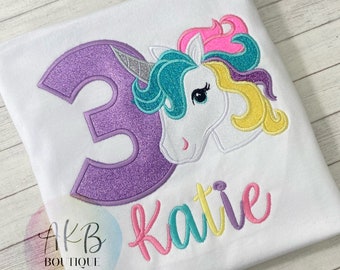 Unicorn Birthday Shirt,  Unicorns Birthday Shirt, Unicorn Birthday Shirt for Girls, 3rd Birthday Shirt for Girls, Pastel Unicorn Shirt