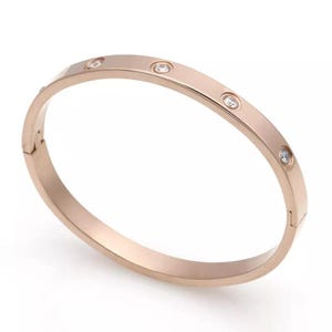 Stack Bracelet, Stainless Steel with Zircon, 18K Gold Plated Bangle, Gift for Her, Valentine for Her