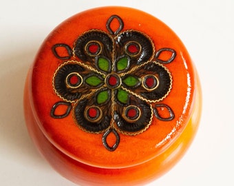 Wooden Box Handmade Hand Painted Hand Decorated Round Wooden Trinket Box Storage Box Jewelry Box