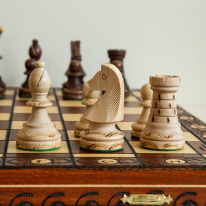Hand Crafted Wooden Chess Set "Ambasador"with Wooden Chess Board Extra Large Size