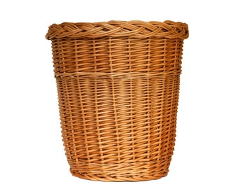 Wastebasket Garbage Basket Trash Basket Waste Container Waste Paper Bin Storage Basket Handmade Made of Wicker Middle M Size