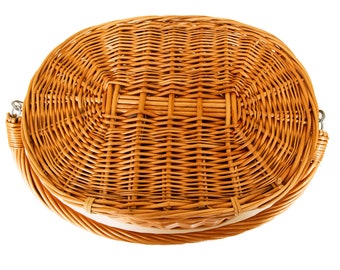 Wicker Bike Basket with a Cover Handmade  Oval Bike Bicycle Basket Carrier Handlebar Basket Middle Size