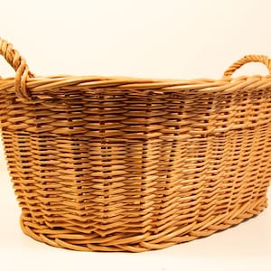 Panier ovale de rangement pour le linge en osier massif fait main avec poignées, taille moyenne M
